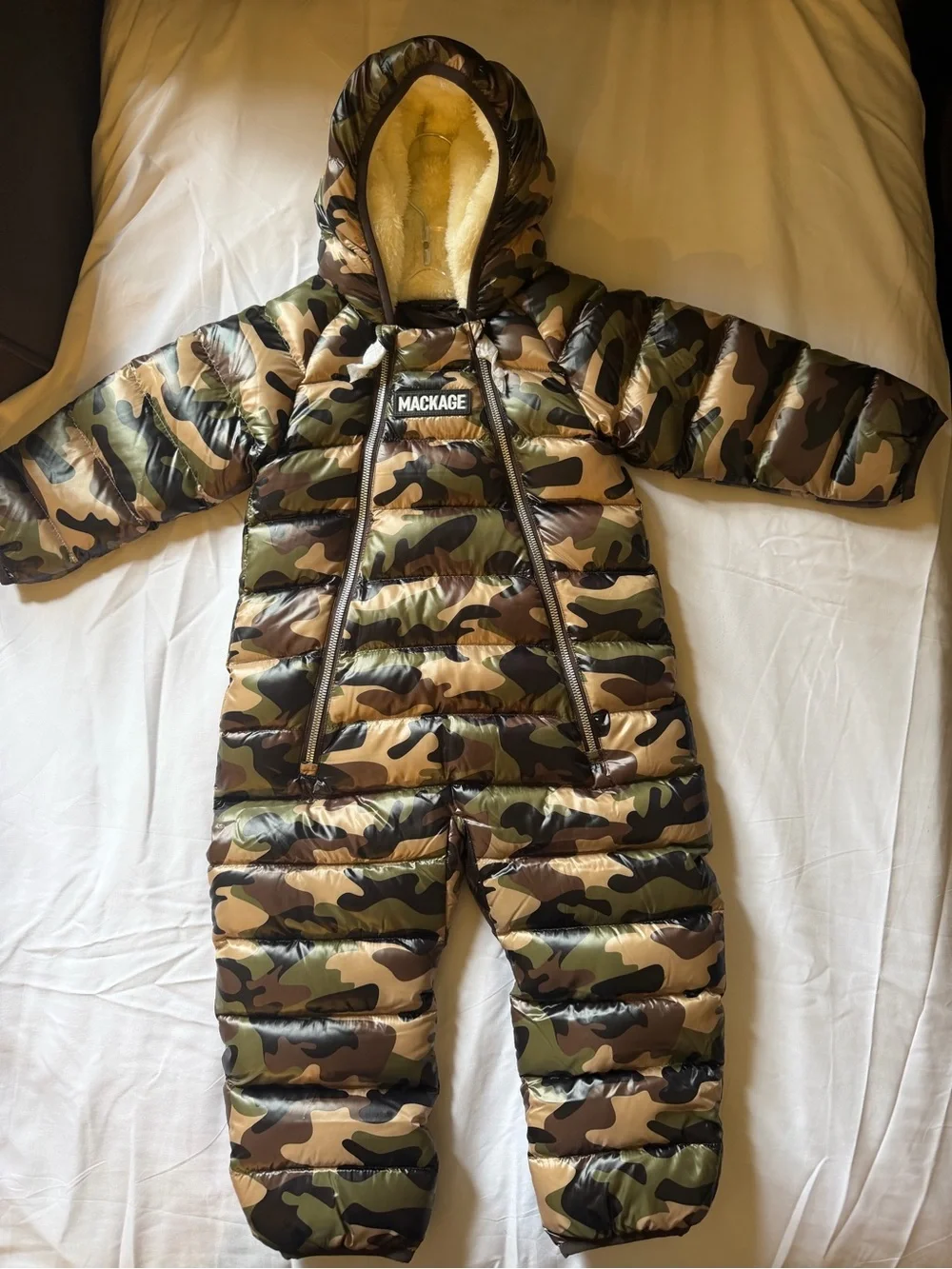 Mackage Kids Camo Puffer Snowsuit - Green/Brown
